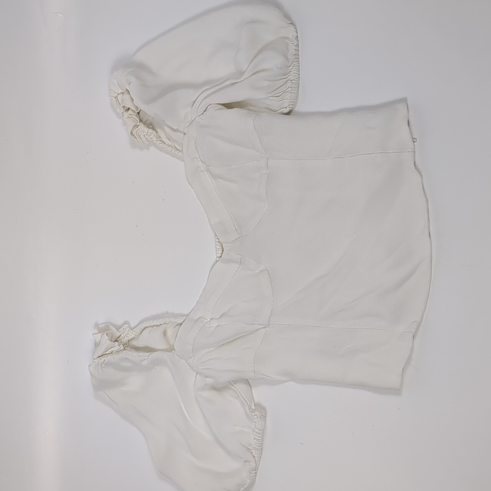 Aritzia White Puff Sleeve Bustier Top